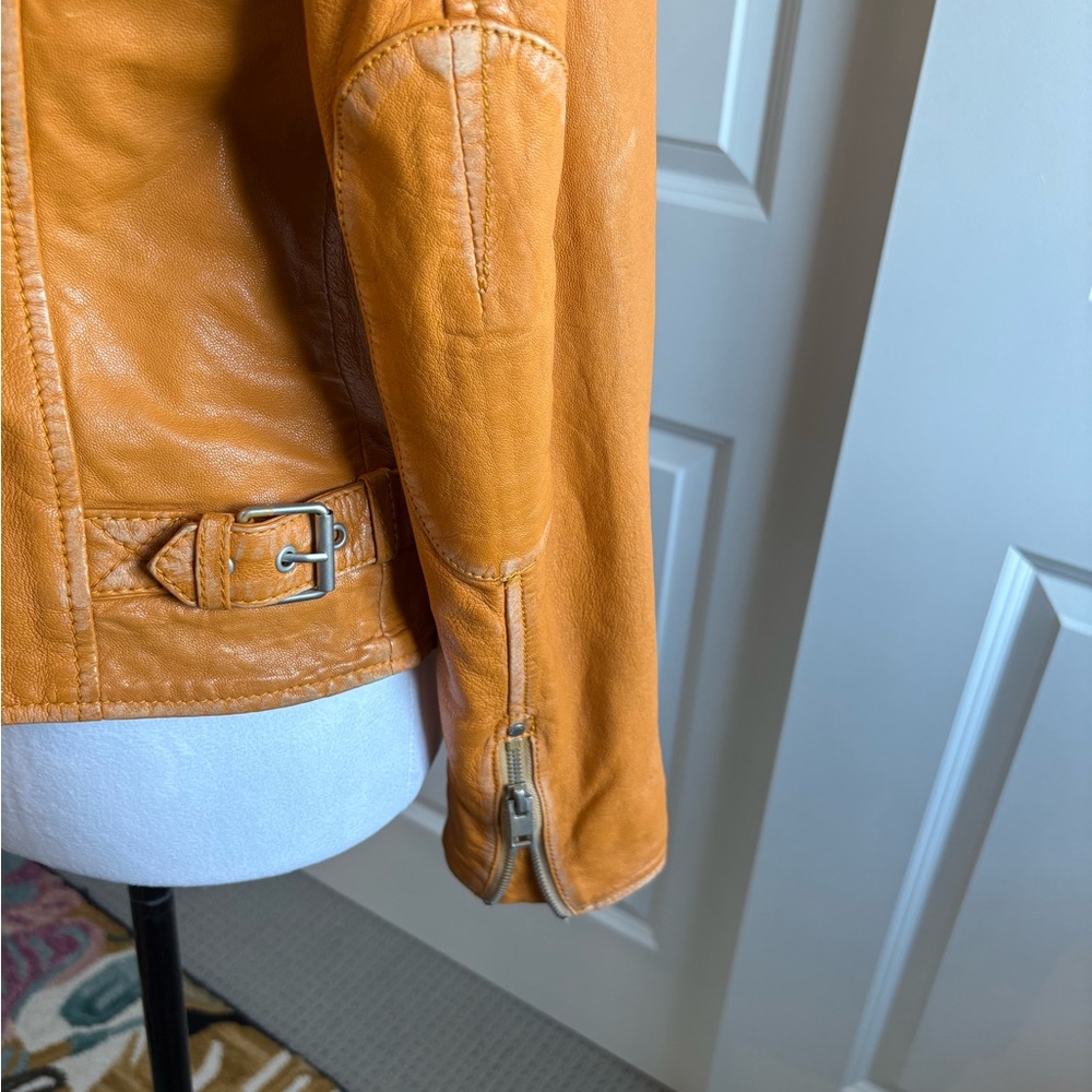 Mauritius Women's OrangeI Italian Leather Biker Jacket-Custom made! - Picture 3 of 9